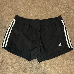 Adidas Women's Black Shorts with White Stripes